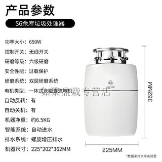 Xianzhaoyuku garbage collector kitchen s6 kitchen food grinder 650w high power automatic water inlet 1s6 98 new with slight scratches