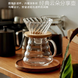 Fu jian hand-brewed coffee pot high borosilicate glass sharing pot hand-brewed coffee filter cup drip cold brew american filter cup set sharing pot set cloud pot + leaking cup 350ml