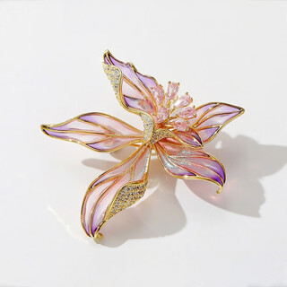 Chuxiang french iris brooch for women exquisite crystal corsage niche design pin suit coat decoration purple pink iris a21-110