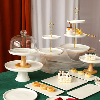 Jiayi kitchen afternoon tea cake dessert table display stand dessert rack pastry dessert tray set wedding cold dinner tray tea break three-piece set