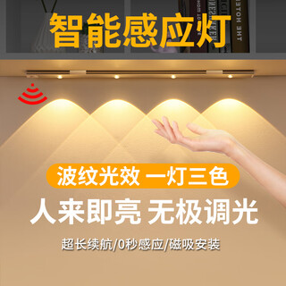 Qifan led human body sensor lamp with charging wireless kitchen wardrobe cabinet shoe cabinet entrance cat eye lamp hill ripple lamp 1 pack ultra-thin 60cm white shell/4 lamp beads