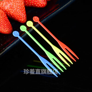 Disposable fruit forks, individually packaged plastic fruit inserts, commercial fruit picks for fruit shops, 10,000 pieces in the whole box, ok mixed color forks, 10,000 pieces, simple packaging