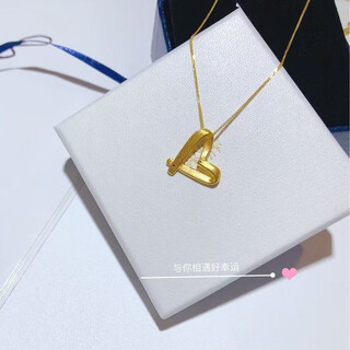 Yulong 999 pure gold necklace feminine fashion 5g gold hollow love pendant 24k pure gold brushed heart clavicle chain brushed love pendant + o chain
