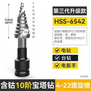 Niuxiang pagoda drill bit hole reamer punching artifact stainless steel metal special ladder high hardness universal turn cobalt-containing multi-purpose pagoda drill 4-22 spiral