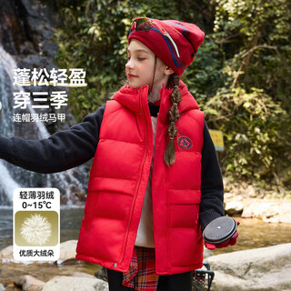 Ask junior three-proof children's down jacket boys' autumn and winter medium and large children's light warm down vest warm vest jacket red 130