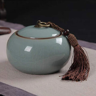 Manyuan gong celadon tea jar large size storage jar ceramic tea set pu'er tea sealed jar geyao pink and green tea jar 250ml