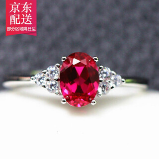 Junen korean version 1 carat ruby color ring silica women's 925 silver inlaid open ring jewelry