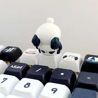 国宝熊猫个性键帽立体机械键盘装饰单颗大键位增补退格键esc回车 倒立