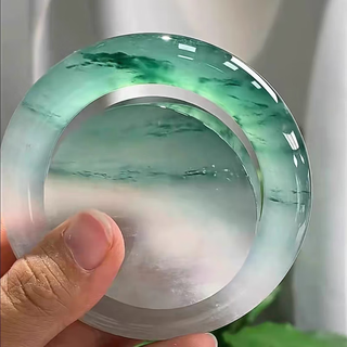 Holy glass burmese natural jade bracelet, ice seed floating flower jade bracelet, ziyang imitation ice transparent imperial concubine round bar, women's model, gift for girls, ring size 62mm
