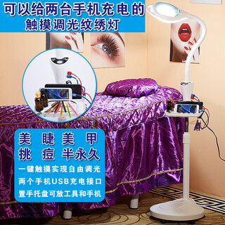Meng qian'er beauty lamp pattern embroidery lamp led cold light portable manicure, eyelashes, acne, acne, eyebrow micro-surgery floor lamp 52/w folding bracket no pulley dimmable