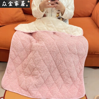 Small throw blanket, extra thick knee-length blanket, baby winter leg blanket, thickened quilted student office worker, quilted leg blanket (pink) plush, 100cm long, 80cm wide