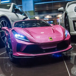 Babypure shine ferrari children's electric car four-wheeled car rocking toy car can sit on baby remote control car child gift top with paint powder - full-featured leather seat soft wheel four-drive - 12v7ah chaowei battery