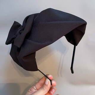 Jianla spring and summer new style xiangyunsha breathable half hat headband black versatile temperament enlarged white hair covering headband hair accessory fashion black