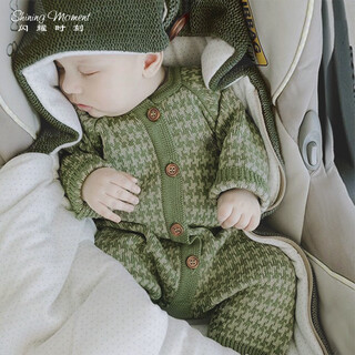 Shining moment baby jumpsuit, spring and autumn sweater, knitted jumpsuit, outdoor wear, long-sleeved romper, language of love hooded knitted jumpsuit 66cm