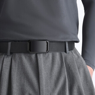 Fikawei canvas belt men's automatic buckle belt casual lazy woven belt men's military training nylon tactical pants belt student black automatic buckle 120*3.3cm