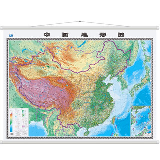 Newly revised terrain version wall chart china map wall chart large size 1.5m*1.1m seamless office, conference room wall chart wall chart background wall decoration