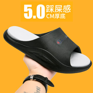 Champion graffiti co-branded trendy brand men's slippers internet celebrity style can be worn outside with non-slip thick-soled flip-flops for men a black 40