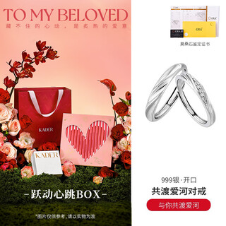 Cardillo's love-making couple's ring silver pair ring with open moissanite gift for girlfriend s999 silver moissanite love gift box pair ring 764c