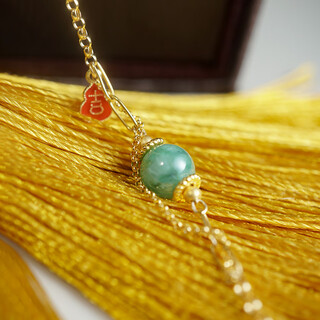 Hengli jiafu lu daji 18k gold transfer beads ancient gold inlaid natural jade ball anklet bracelet pearl embellishment 22+2cm