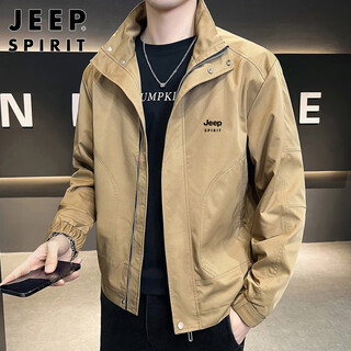 Jeep (jeep) american high-end light luxury jacket men's 2025 spring and autumn new coat business top sports youth jacket trend khaki xl