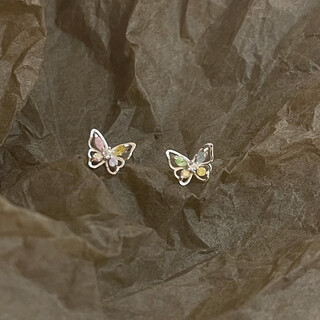 Core luxury sterling silver 999 pure silver needle butterfly earrings for women, ear bone nails, high-end earrings, exquisite and compact, non-allergenic for ear piercing, one pair + exquisite gift box