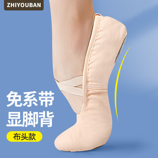 Zhiyou companion adult dance shoes, ballet professional practice shoes, women's soft sole, lace-free, children's dancing skin color body cat claw shoes