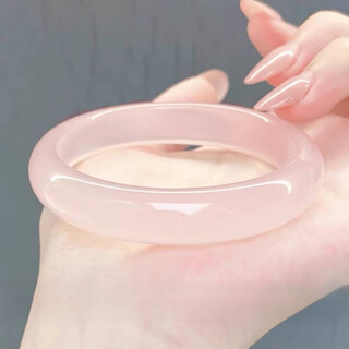 胖东来同款白月光翡翠手镯天l然粉色玛l瑙玉镯女冰种荔枝冻镯子 粉郁金香 54mm