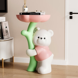 Chenyu creative violent bear floor-standing ornaments living room tv cabinet sofa next to coffee table home decoration housewarming gift bouquet bear cocoa coffee table - pink
