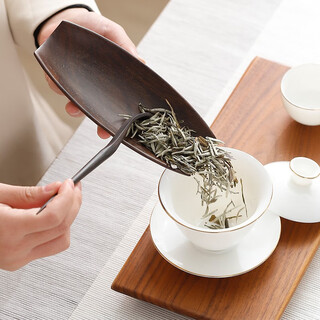 Cha xiao'er black sandalwood tea rules three-piece set purely handmade solid wood tea appreciation lotus tea pick tea clamp kung fu tea set accessories tea ceremony high-end tea rules two-piece set type a