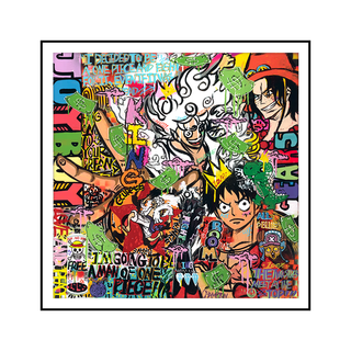 The three are limited to 599 editions. you jinwei personally signed limited edition one piece cartoon hanging painting living room decoration painting 50x50cm one piece battle (50x50cm) aluminum alloy (black)