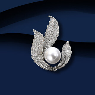 Marco bizzarri brand light luxury pearl dancing leaf brooch women's luxury brooch high-end women's pearl corsage exquisite suit accessories anniversary gift to girlfriend and wife