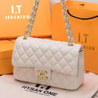 Lead modern ken chanel xiao xianger bag women's bag genuine leather armpit bag light luxury rhombus chain bag women's casual shoulder crossbody bag off-white light gold leather large size practical birthday gift for girlfriend, wife and best friend