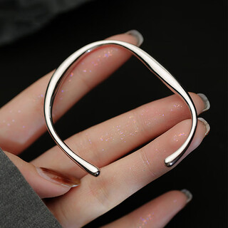 Luruo sterling silver water drop opening solid bracelet women's bracelet new cool style geometric fashion light luxury jewelry bracelet bracelet whole body sterling silver thick version about 21 grams