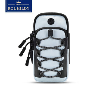 Rouhildy running mobile phone arm bag outdoor mobile phone bag men's and women's universal sports mobile phone arm bag wrist bag waterproof mobile phone bag light blue