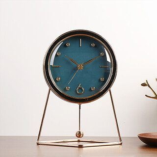 Hanshi (hense) creative table clock fashion modern art clock ornaments living room desktop clock sitting desktop quartz clock hd56 blue