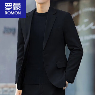 Romon красивый маленький костюм мужской весенне-осенний деловой костюм в корейском стиле повседневный тонкий черный пиджак мужской повседневный одиночный костюм черный костюм l 125-140jin jin равен 0,5 кг