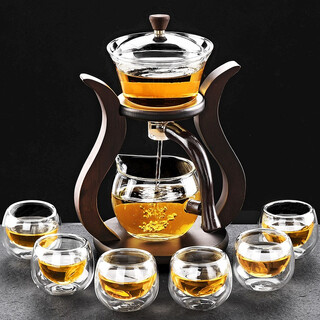 Non-clumsy glass automatic tea set, lazy automatic tea maker, kung fu tea set, tea tray, complete set of magnetic tea set for home use 1-yaoyue tea set 6 anti-scalding cups, recommended by the store manager