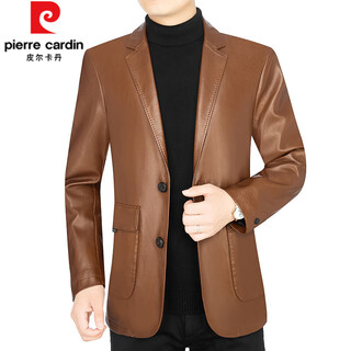 Бренд pierre cardin, высококачественная мужская одежда, куртка из натуральной кожи, мужской весенний мужской костюм, мужской деловой повседневный костюм для молодых и средних лет, ремонт овчины 5963, оранжевый плоский стиль 2xl 185