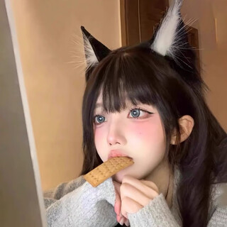 Chuxiang cat ears headband hairband for women cute animal ears hairpin plush ear cat headband hairband halloween white a24-107