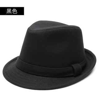 Kfei men's atmospheric black gentleman's felt hat winter 60cm large head circumference woolen hat large brim jazz hat regular brim black brim 4.5cm m small size (54-56cm)