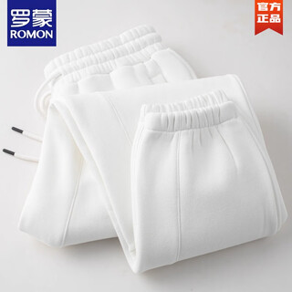 Romon off-white casual sweatpants 330g heavy milk apricot oatmeal loose sports velvet warm casual pants for men and women white (style) velvet xl