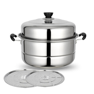 Yingrong steamer stainless steel thickened steamer steamer grid soup pot double-layer gas induction cooker steamer pot 2 layers 28cm