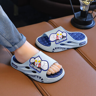 Children's slippers, boys indoor home new style, boys and children feel like stepping on shit for bathing, non-slip soft bottom baby slippers, austrian gray, size 28-29, inner length 18.5cm