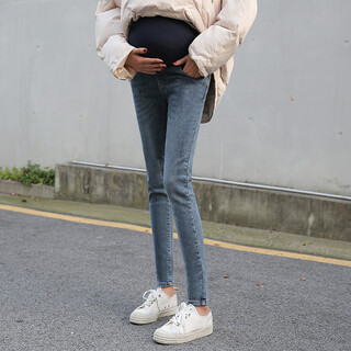 Miduli maternity pants winter thickened velvet autumn and winter jeans fashionable outer wear spring and spring leggings winter wear style 1 - velvet-free blue 2615 xxl