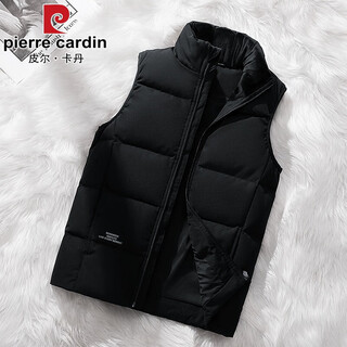Pierre cardin down jacket vest men's autumn and winter outer wear warm plus fat plus size vest white duck down trendy brand waistcoat vest men's black 6xl weight 195-210jin jin is equal to 0.5 kg