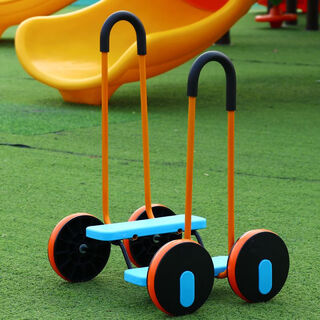 Children's balance bike, four-wheeled baby bike, indoor toy car, kindergarten sensory training equipment, upgraded version with enlarged silent wheels, blue