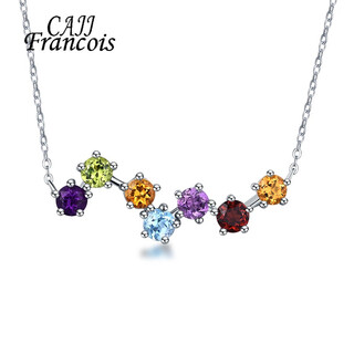 Cajj francois rainbow series natural colorful treasure necklace for women gemstone jewelry 925 silver inlaid fashion jewelry as a gift colorful treasure necklace