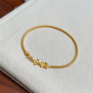 Vatican old phoenix gold shop style 18k gold micro-dotted diamond osmanthus bracelet for women small flower gold bean moissanite temperament osmanthus bracelet