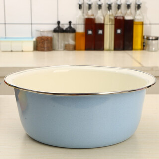 Oulijia enamel and basin enamel bowl mixing bowl deepened multi-purpose basin wash basin kitchen household soup bowl egg basin meat filling 32cm candy blue