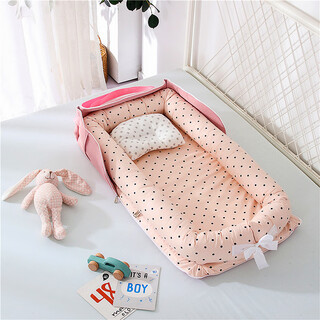 Igiftfire bed-in-bed baby 0-3 years old anti-shock newborn bionic uterus bed bed can store shaped pillow box style luggage fan wave dot 85x45